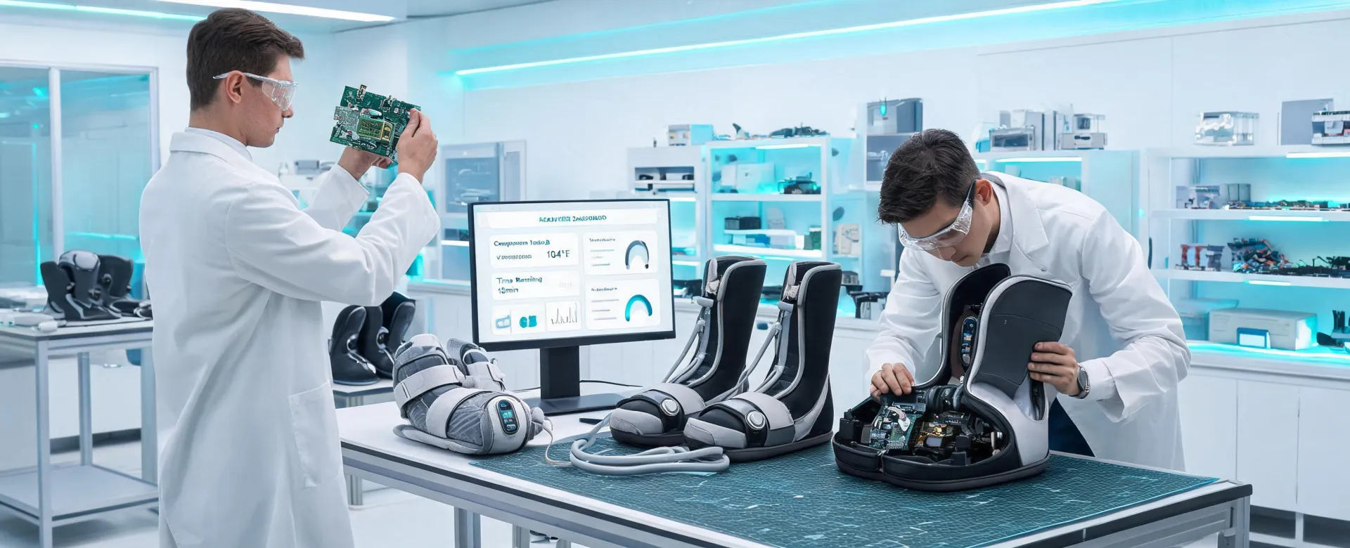 Smart recovery device factory and connected wellness product display